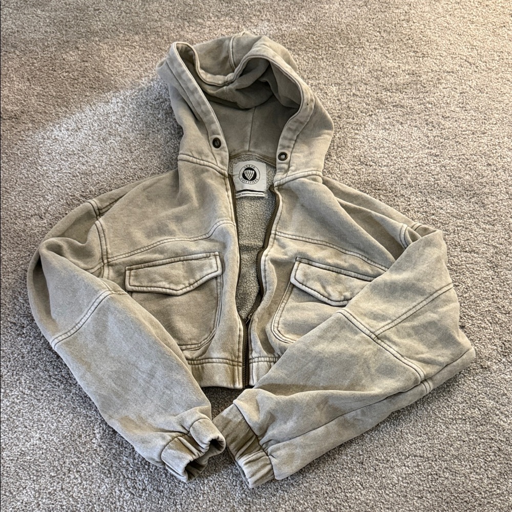 Urban Outfitters Army Green Zip-Up Hoodie